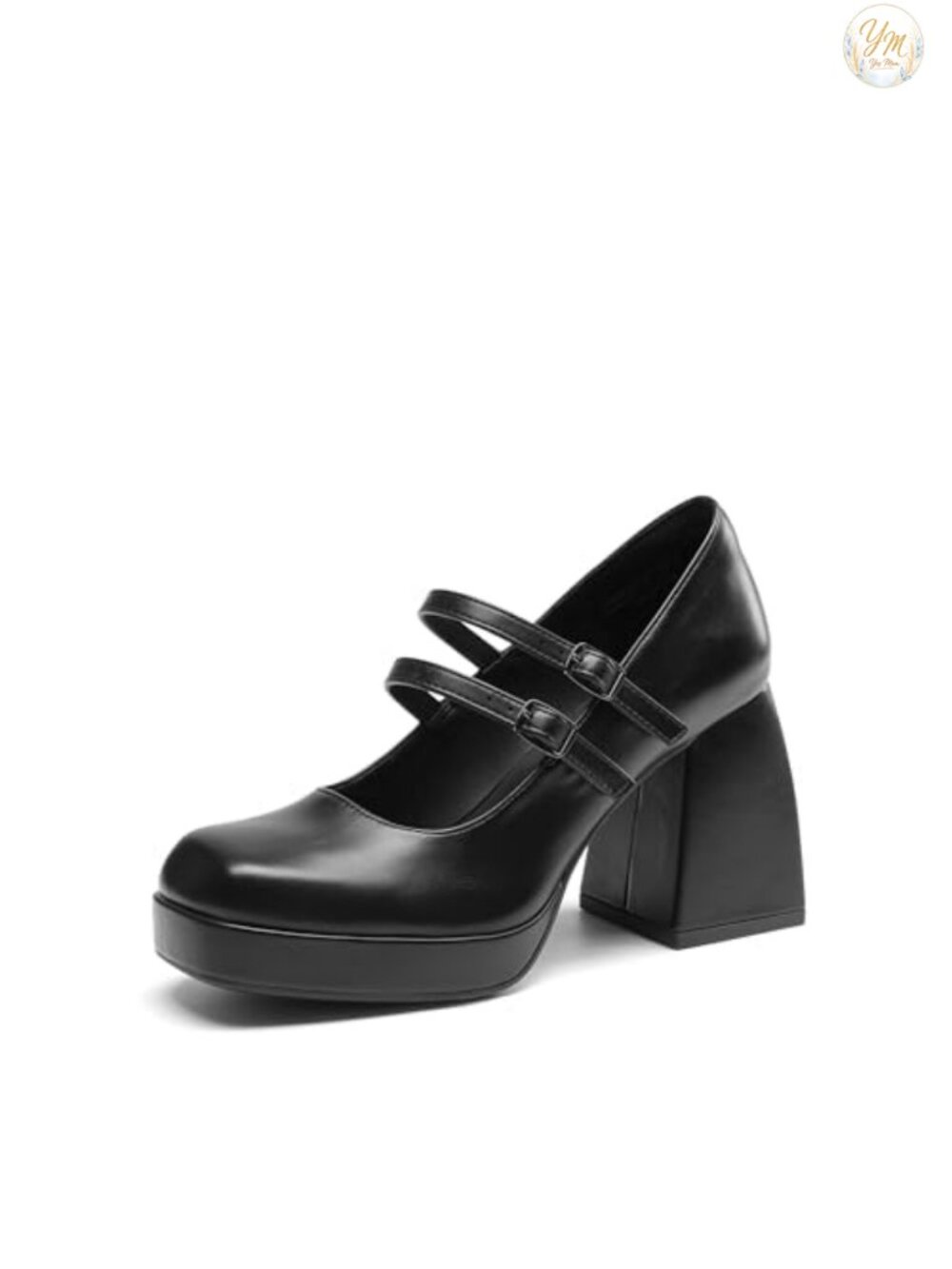 Women's Platform Mary Jane Chunky Heels Faux Leather Block Heel Square Toe